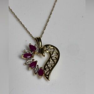 Chain Necklace 10K Yellow Gold Ruby & Diamond ADL Abraham David Loewenstark